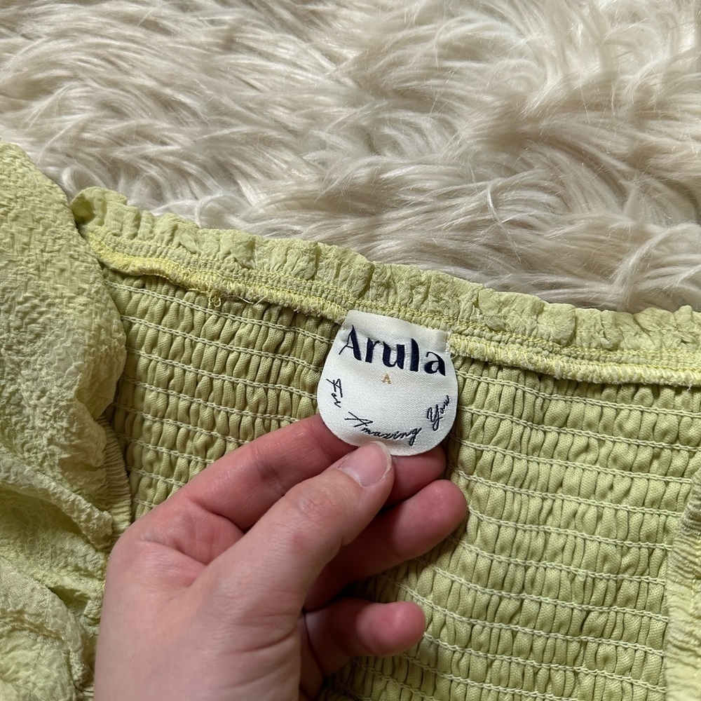 ARULA Clarisse Light Green Smocked Mini Dress - Picture 5 of 6